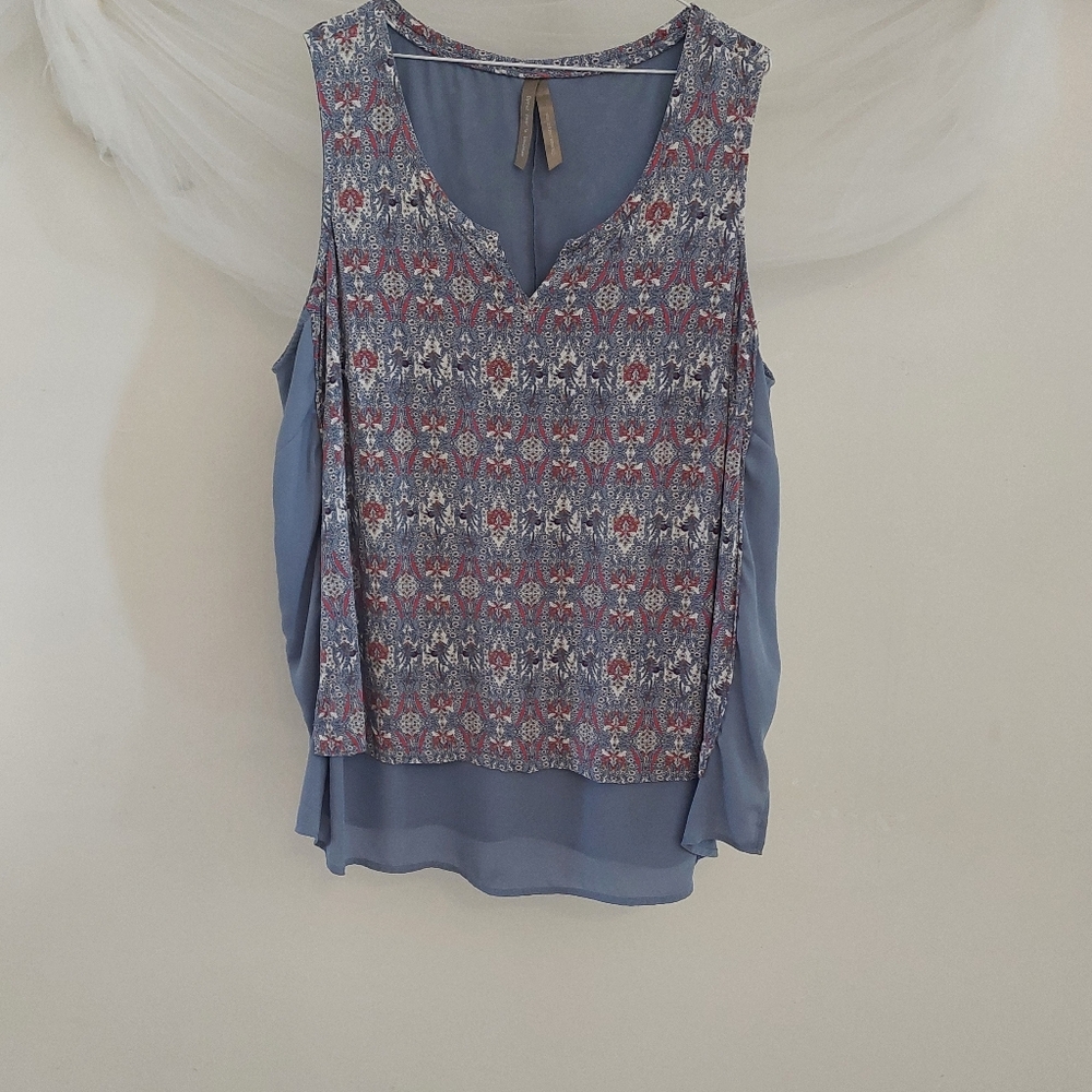 Penningtons Blue & Muted Mauve Choose Happiness Sleeveless Top 3X - Picture 2 of 13